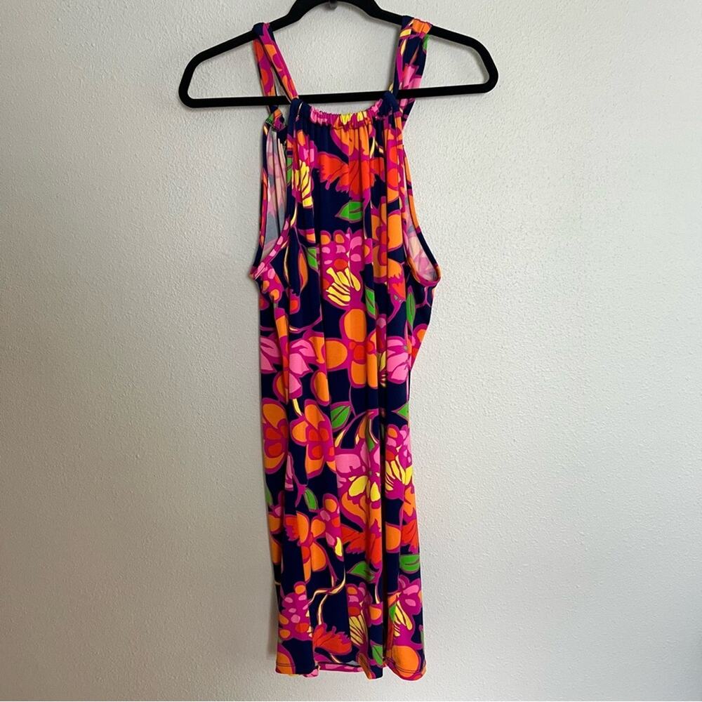 Trina Trina Turk Bright Pink Orange Tropical Floral Swim Coverup Dress sz S